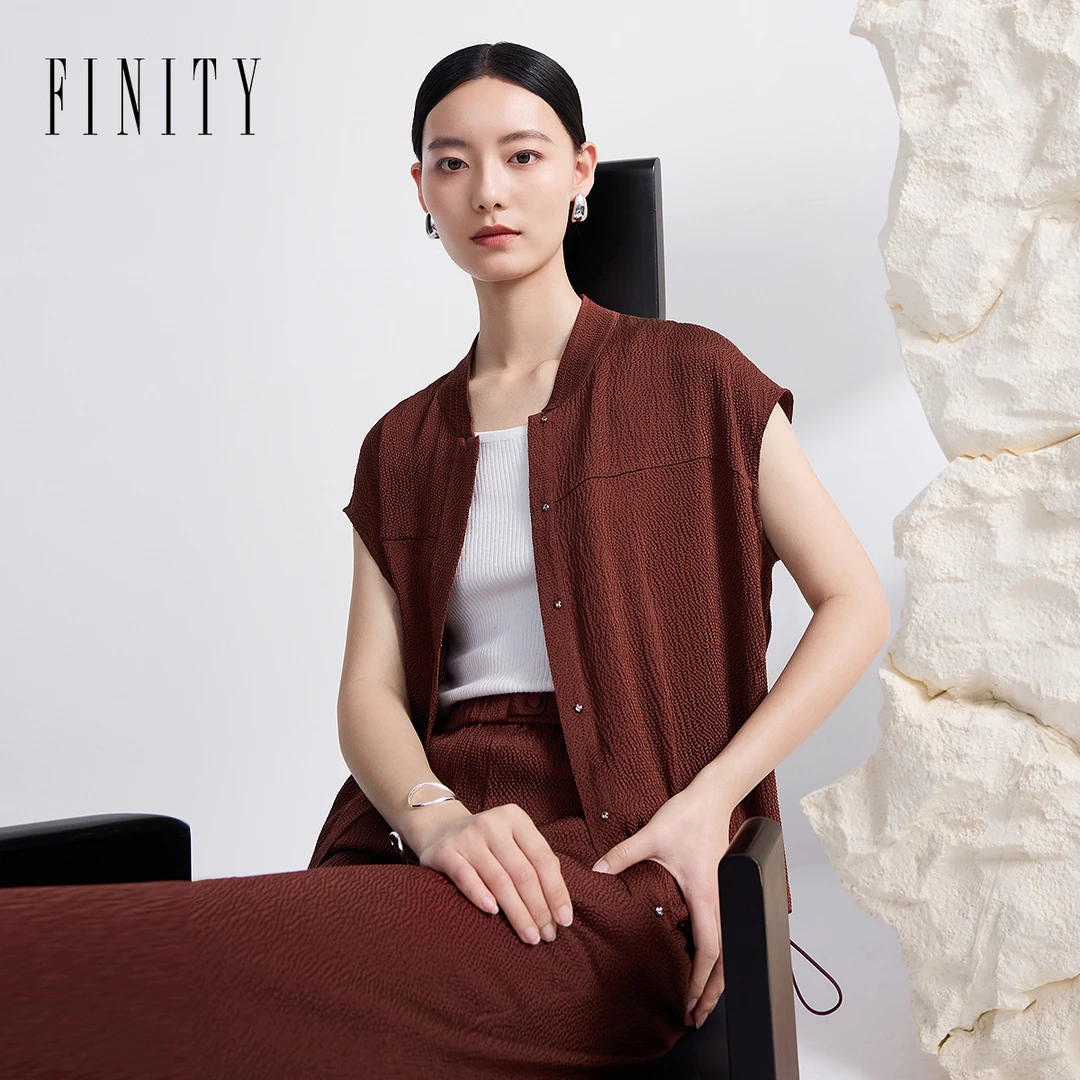 FINITY菲妮迪新款桑蚕丝时尚休闲女士夏季镂空宽松短款显瘦遮肉