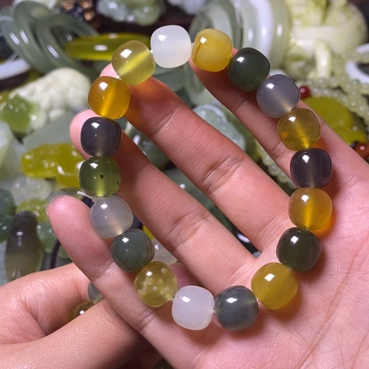 岫玉岫玉手串未镶嵌紫**来