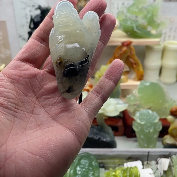 蛇纹石玉未镶嵌四大名玉手把