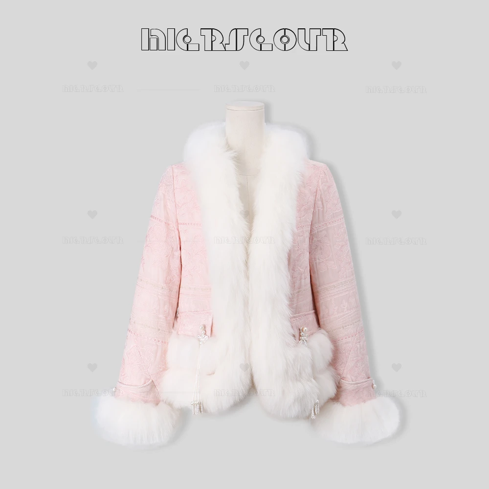 新款中式千金感狐狸毛领羽绒服97823