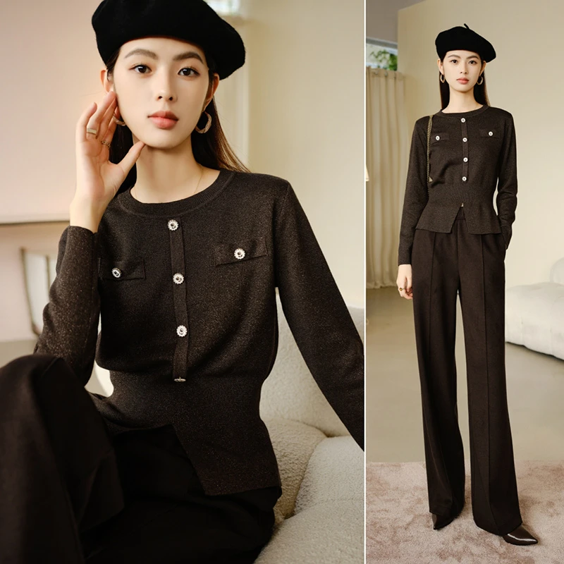 晚白【新品】2025百搭含收腰针织衫女25070361