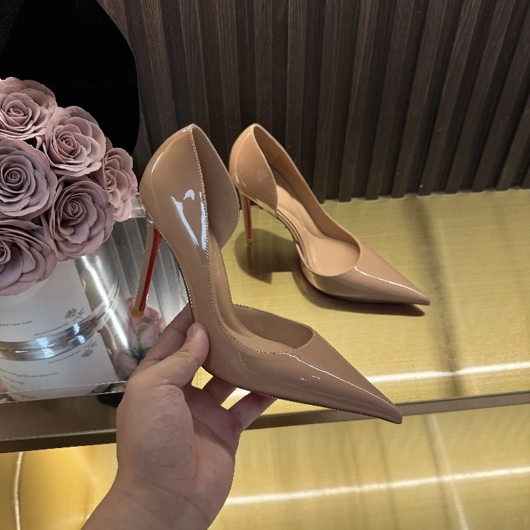 升级版红底高跟鞋女2025新款侧空裸色细跟10cm不累脚御姐性感气质