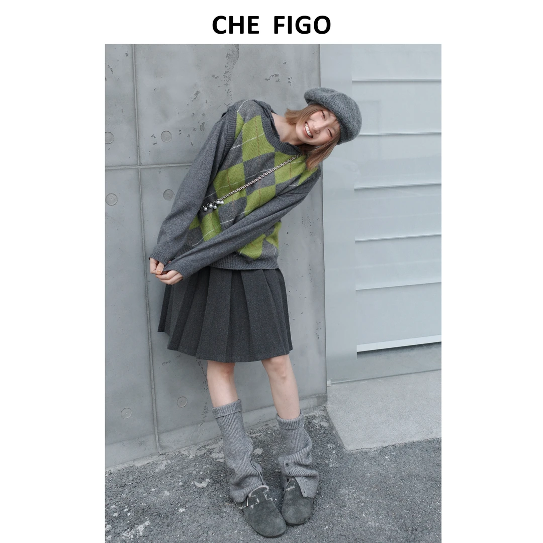 CHEFIGO山羊绒混纺连帽毛衣