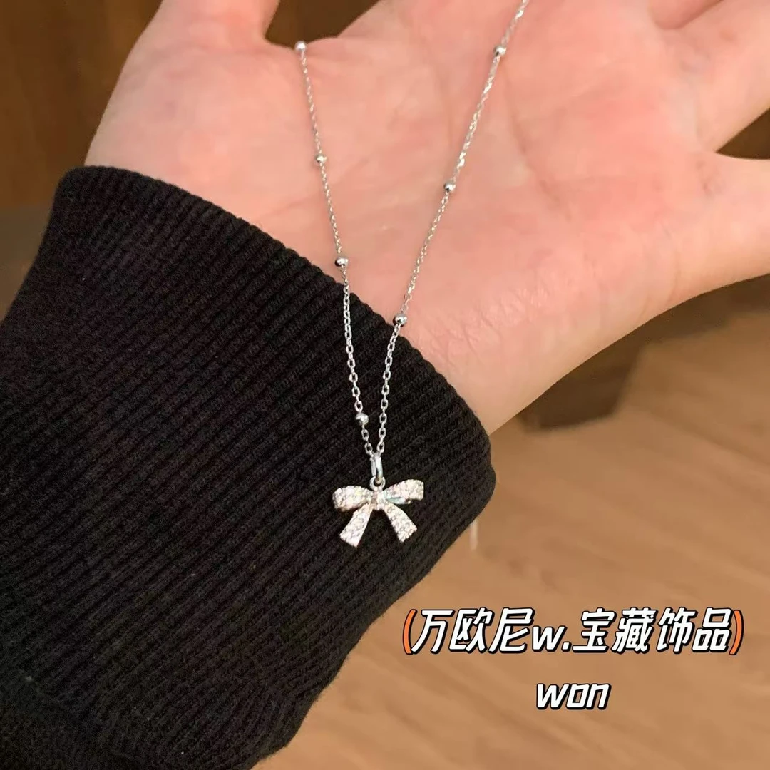 坠链均925银合成锆石 CHANGE x 芭蕾蝴蝶项链 轻奢百搭精致弧X086