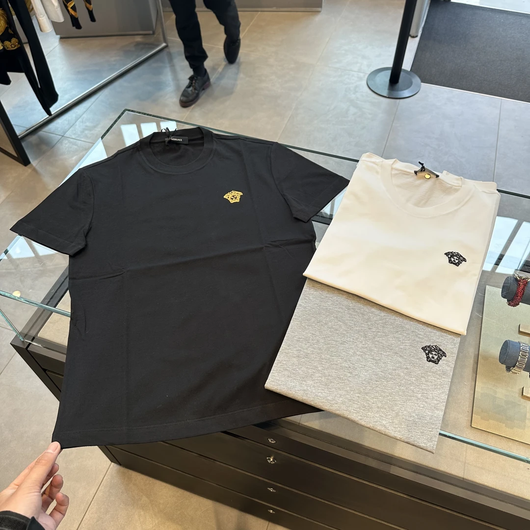 未使用 VERSACE/范思哲 男士夏季经典款百搭小标圆领刺绣T恤