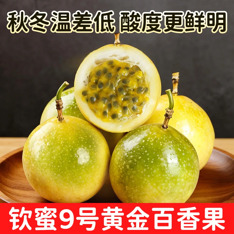 正宗钦蜜9号黄金百香果新鲜现摘皱皮香甜多汁百香果黄金果zb