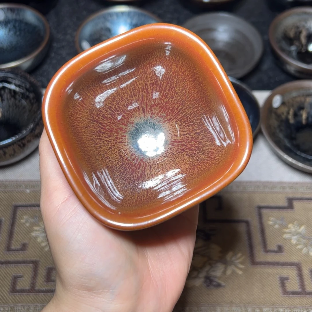 茶盏四方来财建盏茶杯一只