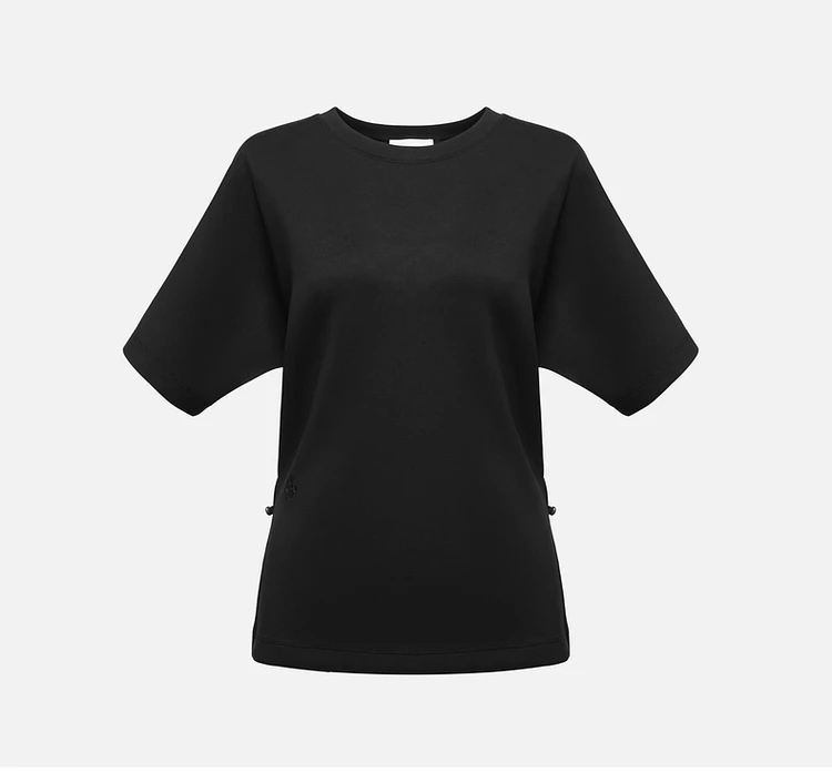 【李不了】针织不易皱开叉短袖t恤上衣95893