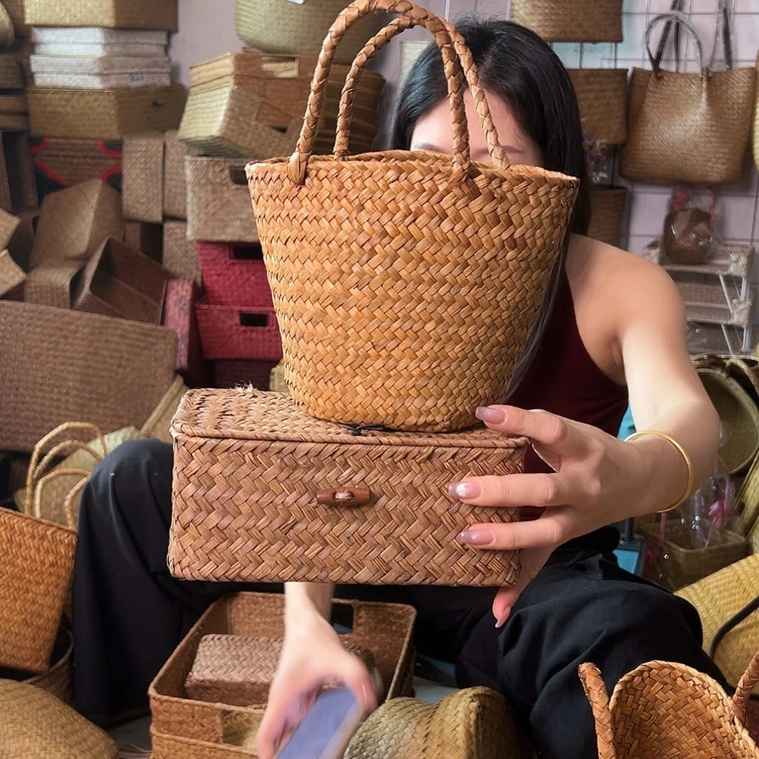 编织带草编包/草编收纳盒微瑕疵