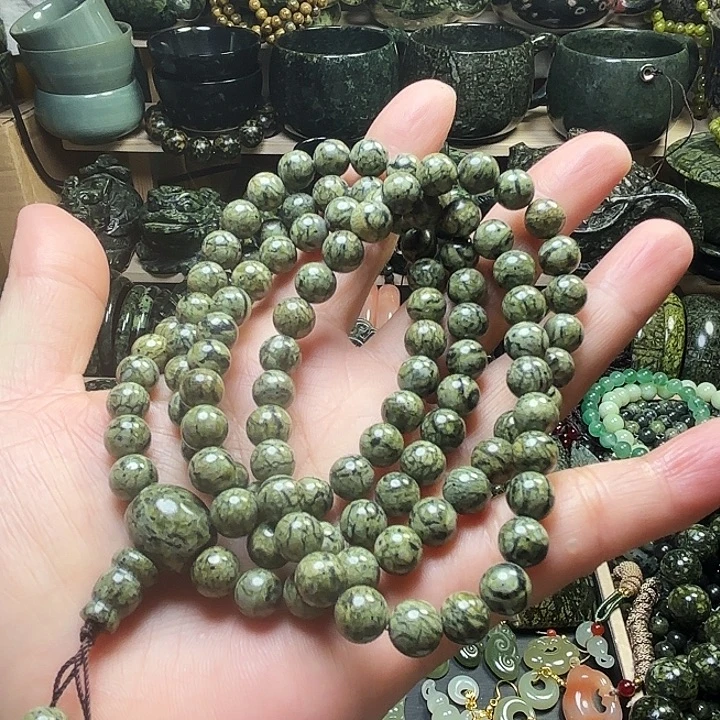 未镶嵌蛇纹石玉珠宝半成品藏玉药王石福利款网格链子