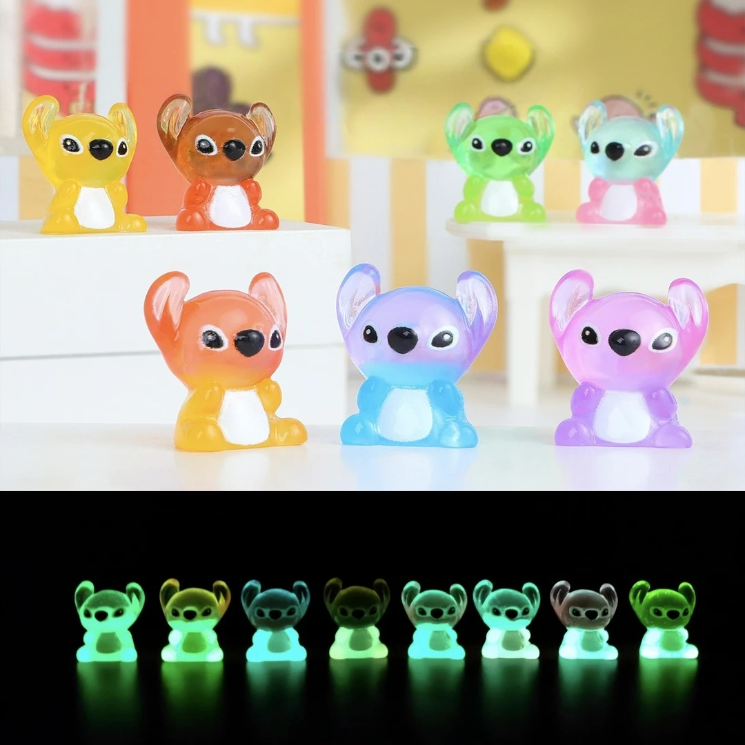 卡通炫彩夜光史迪仔萌粒公仔手工diy饰品配件可爱创意立体小摆件