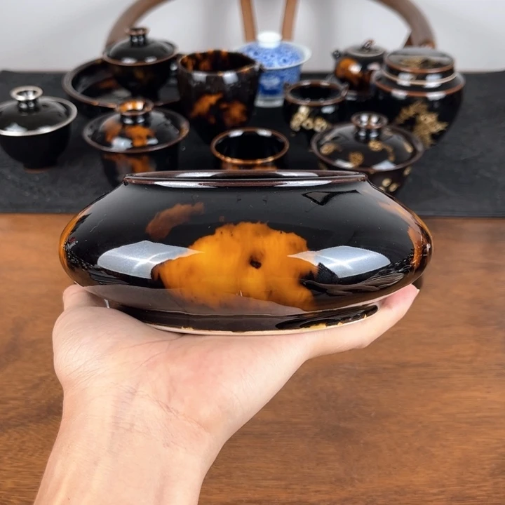 缸玳瑁釉明炉水盂