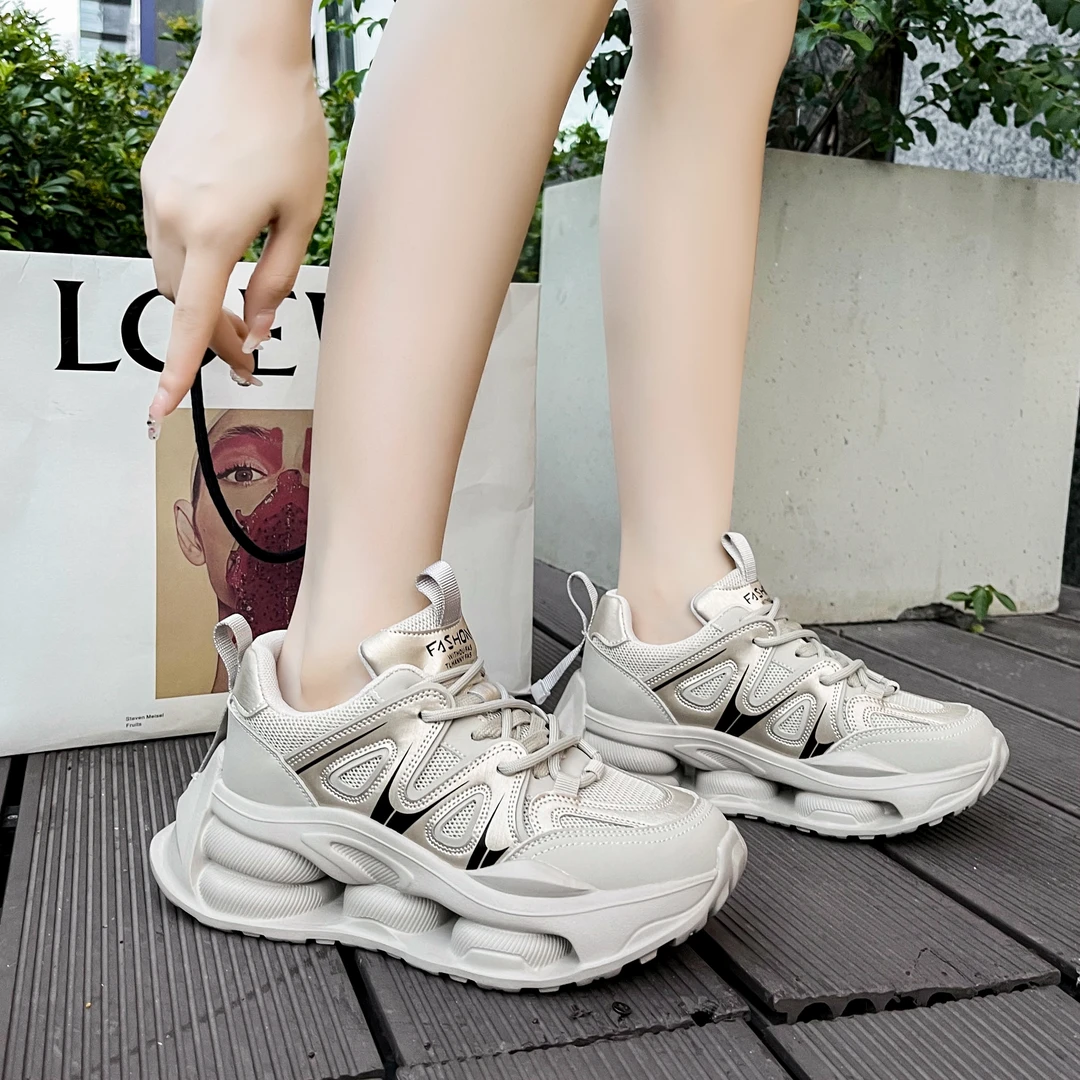 新款真皮厚底休闲时尚增高老爹鞋98080