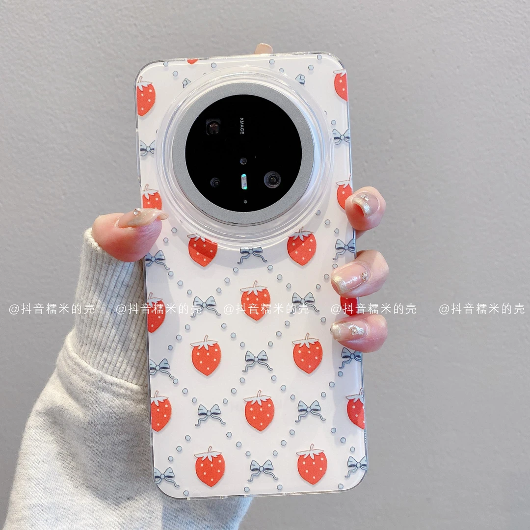 （华为mate系列）IMD奶油壳适用华为mate70pro/60/50草莓丝带手机壳