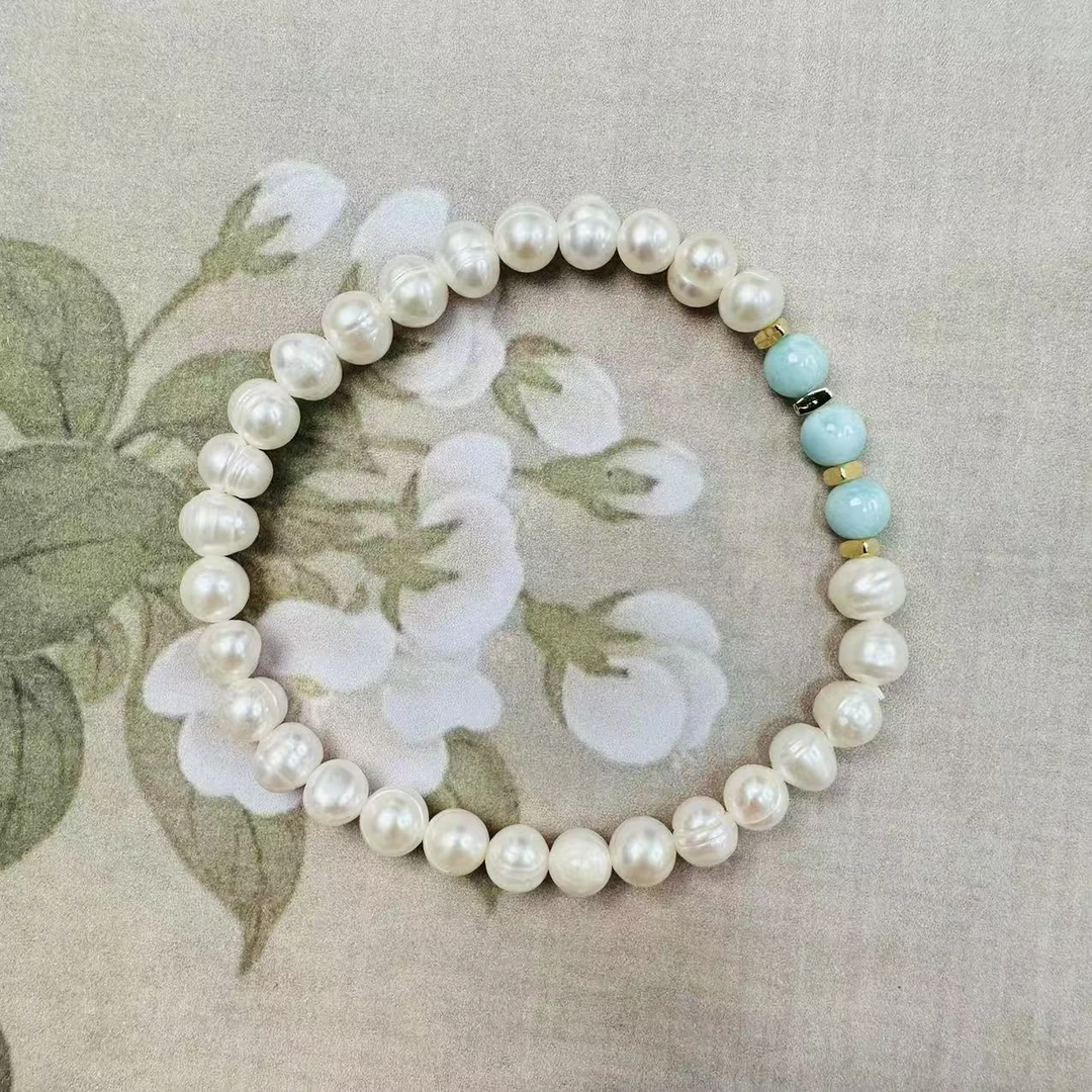 k36手工珍珠手链时尚轻奢古风白色百搭古法气质复古手串