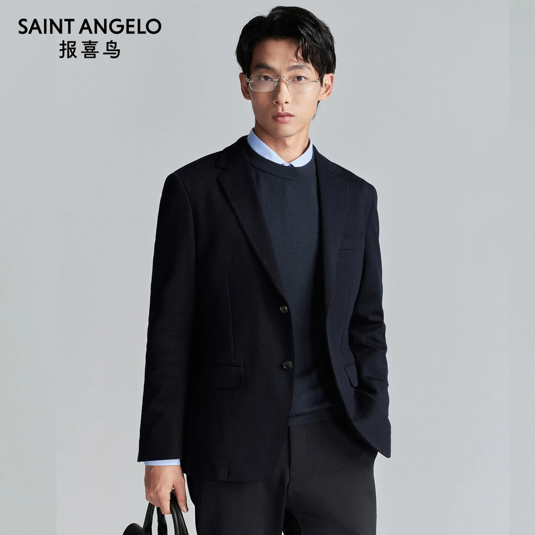 【运动西服】报喜鸟秋季新款男士商务休闲单西便西时尚外套蓝色男