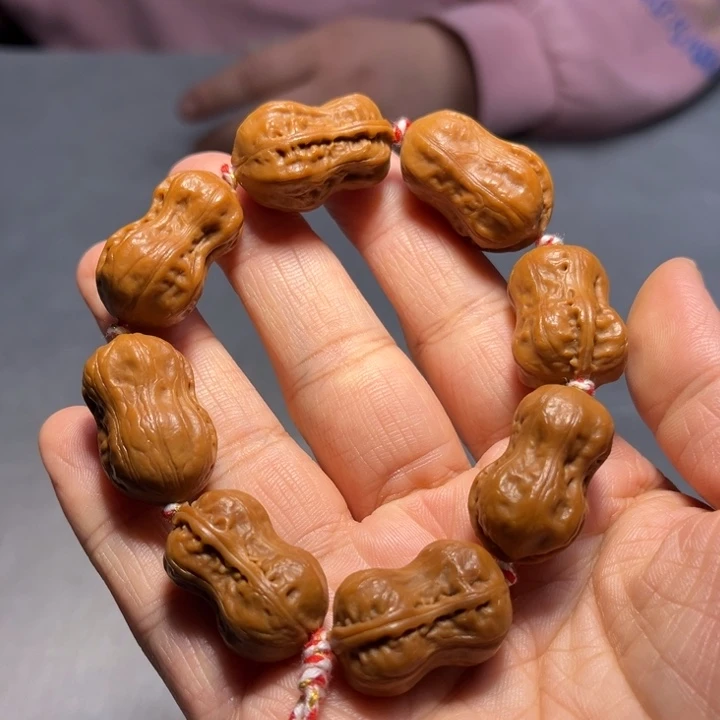 文玩核桃把件白*一花生8428