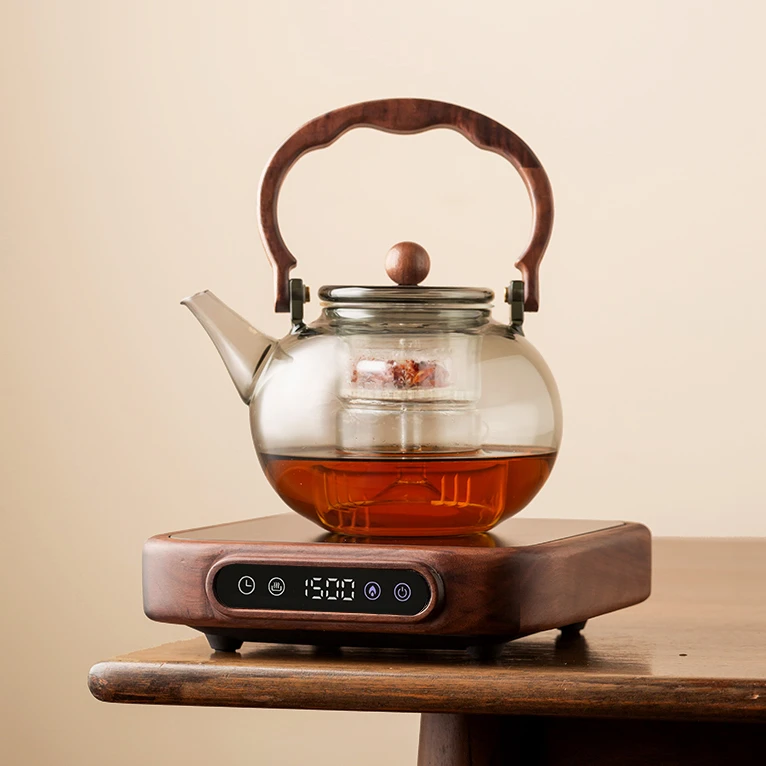 北美黑胡桃实木电陶炉2025超薄触控电陶炉蒸茶煮茶烧水煮茶电陶炉