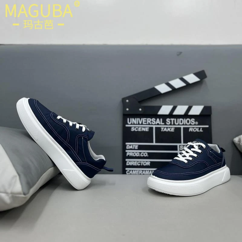 玛古芭板鞋男款轻奢薄款透气舒适百搭休闲鞋厚底增高低帮韩版男鞋