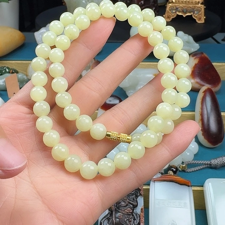 凡门玉府 精品和田玉黄口卡8项链