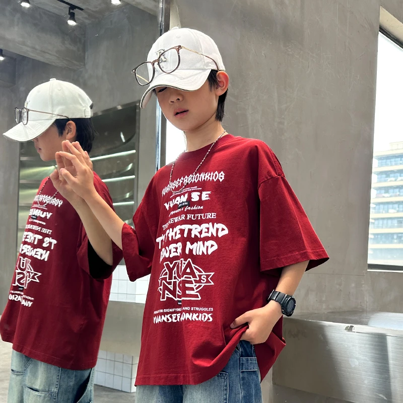 儿童夏季短袖T恤2025新款男童装韩版宽松百搭美式休闲薄款夏装潮