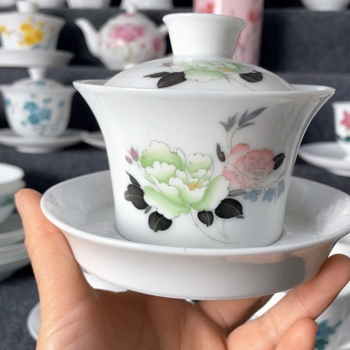 景德镇陶瓷三才盖碗