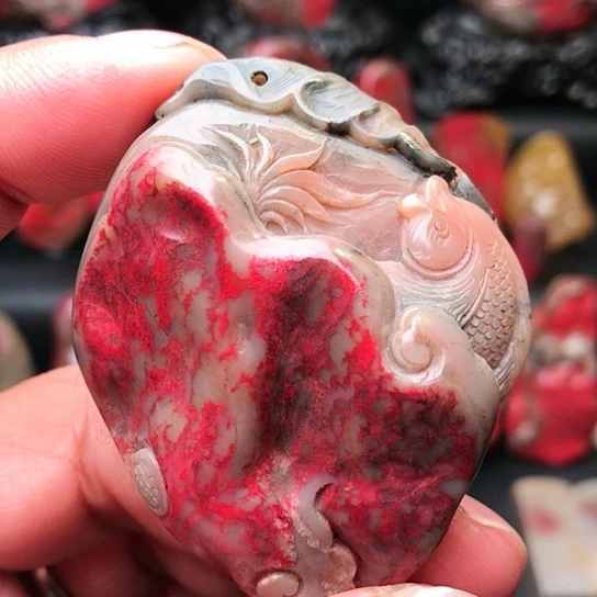 昌化石昌化鸡血石挂件