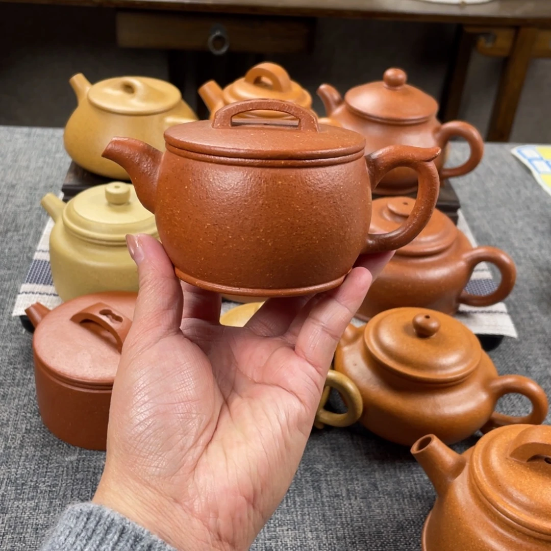 紫砂茶壶红降坡汉瓦全手30目160