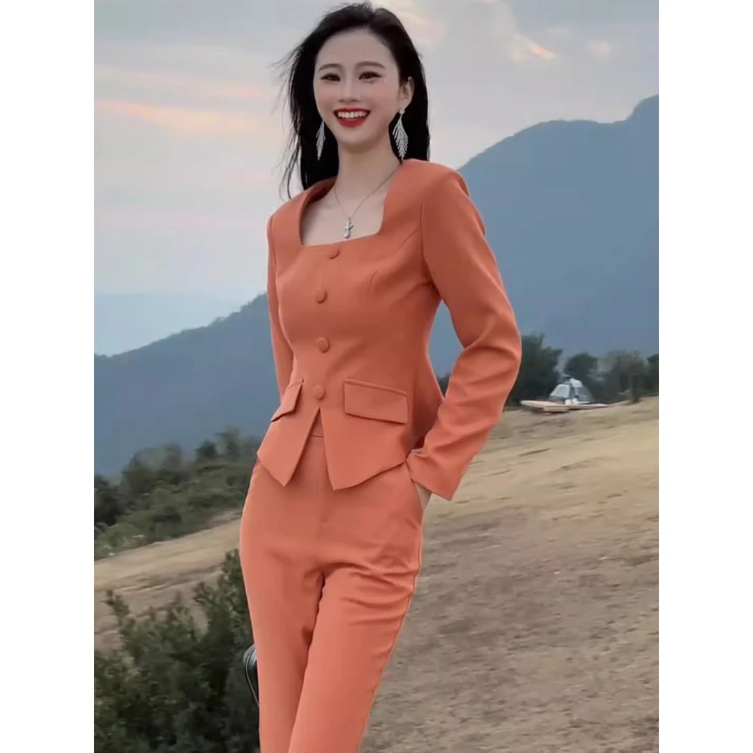 富家千金修身高级感小洋装名媛气质高端西装裤子职业套装女