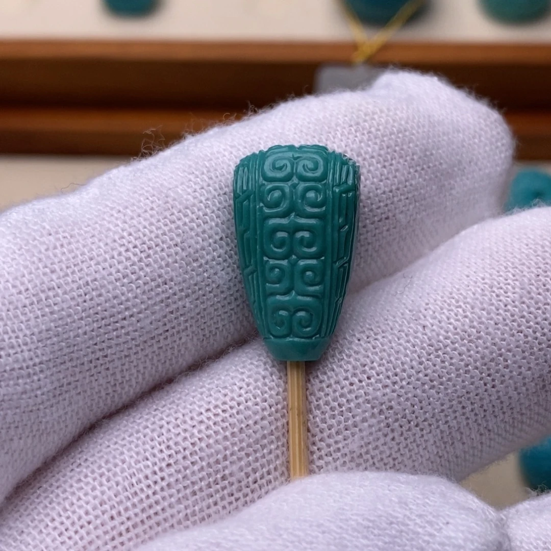 绿松石未镶嵌绿松石回纹三通11.1