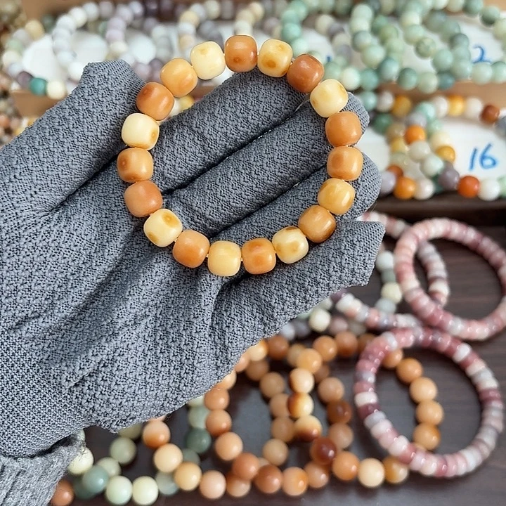 手串菩提根/象牙果卡12花皮鬼工干磨桶珠