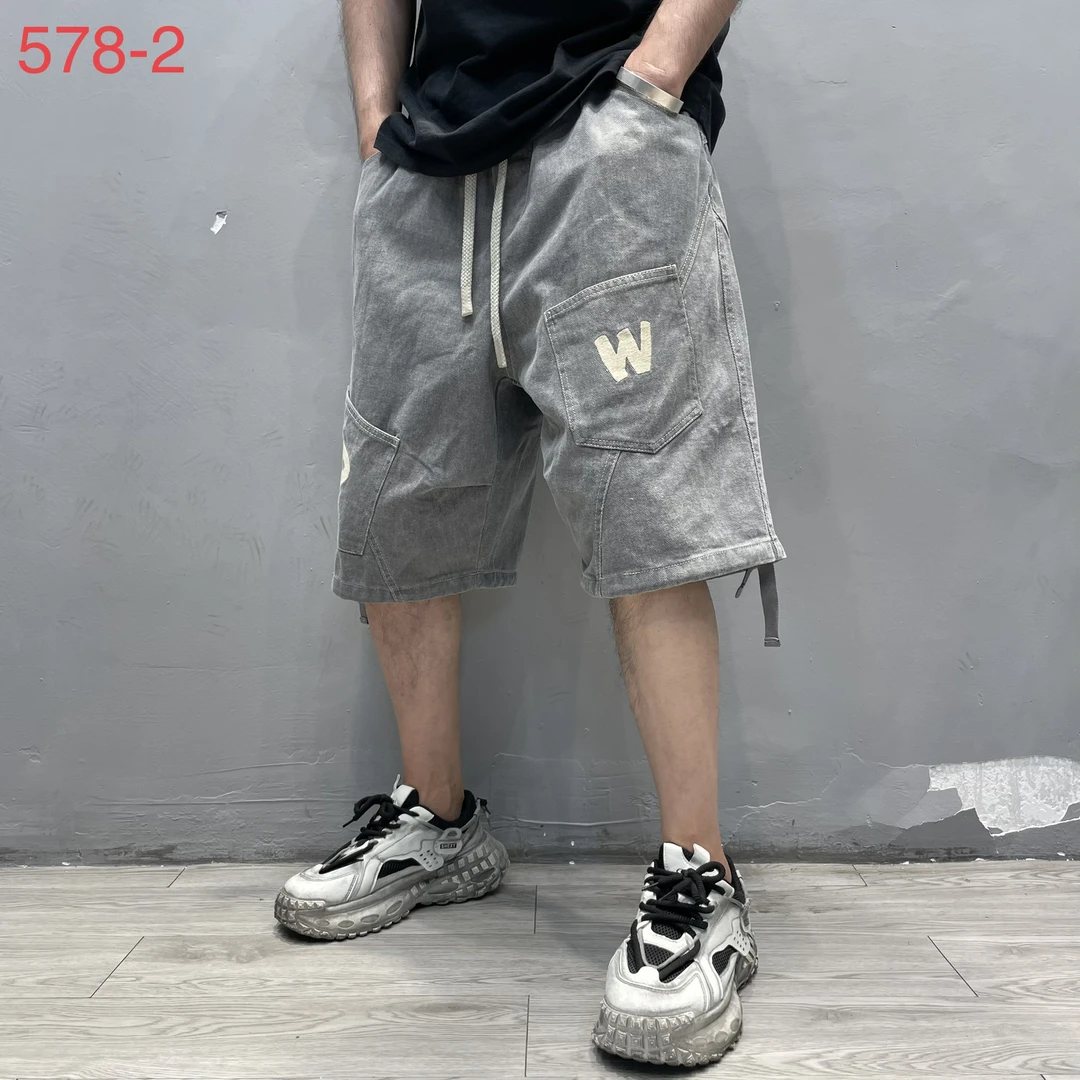 578夏季中裤重磅纯棉潮流做旧短裤大码中性风脏脏风情侣工装短裤