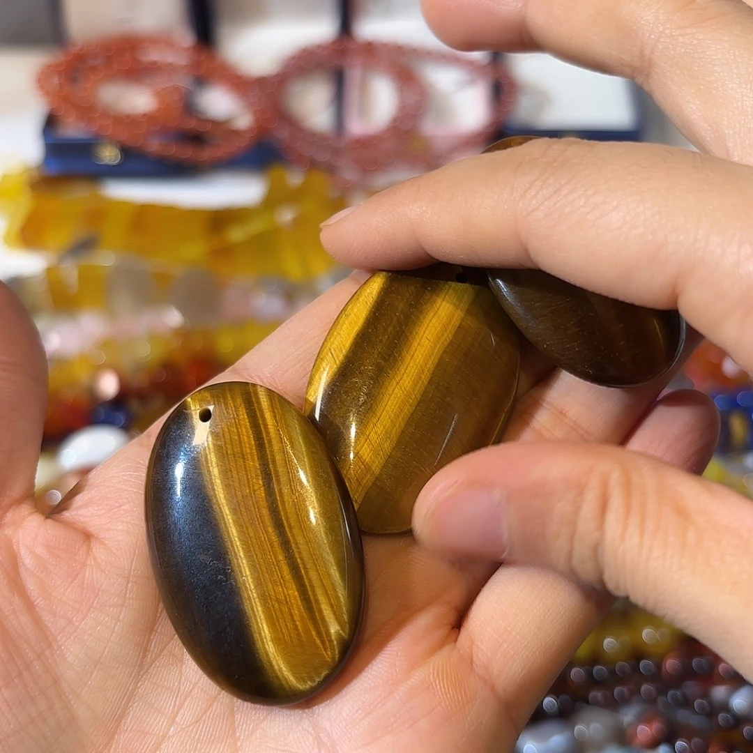 玛瑙/玉髓合金珠宝半成品虎眼吊坠1个