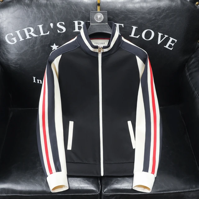 欧洲站潮牌拼色条纹夹克男2025秋冬新款时尚运动休闲简约百搭外套