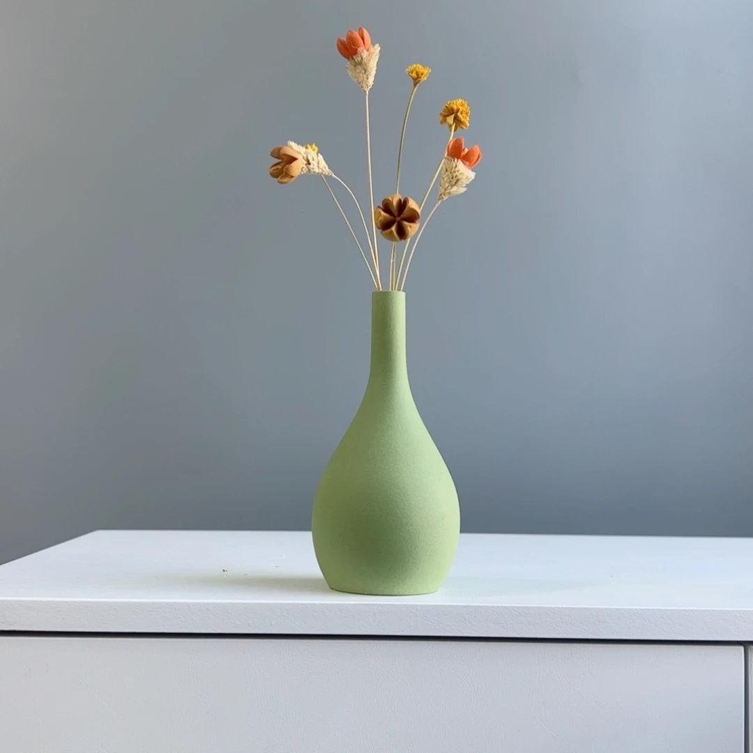 摆件陶瓷小花瓶摆件含花总高约20-30cm