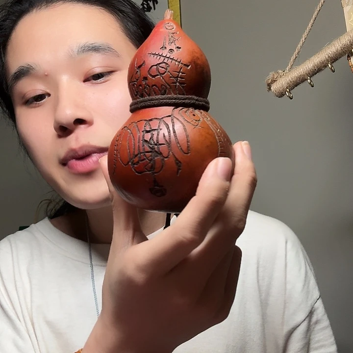 石英石纯铜手工老葫芦把件