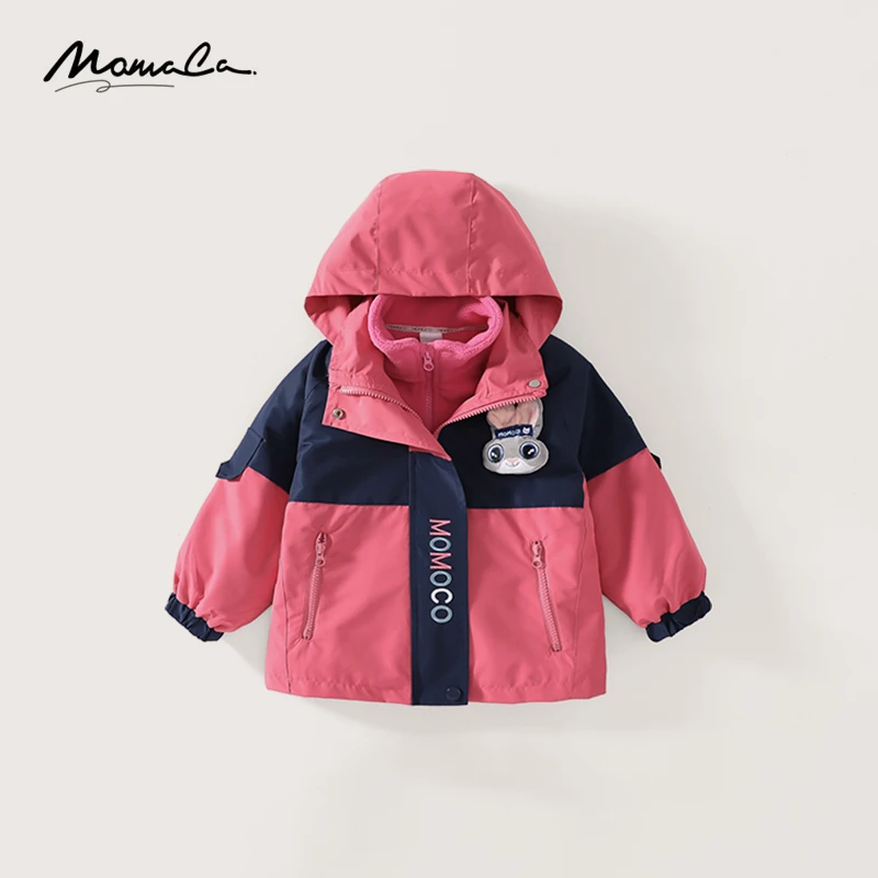 MOMOCO冬季新款女童甜美可爱小兔子拼色两件套外套75830580011
