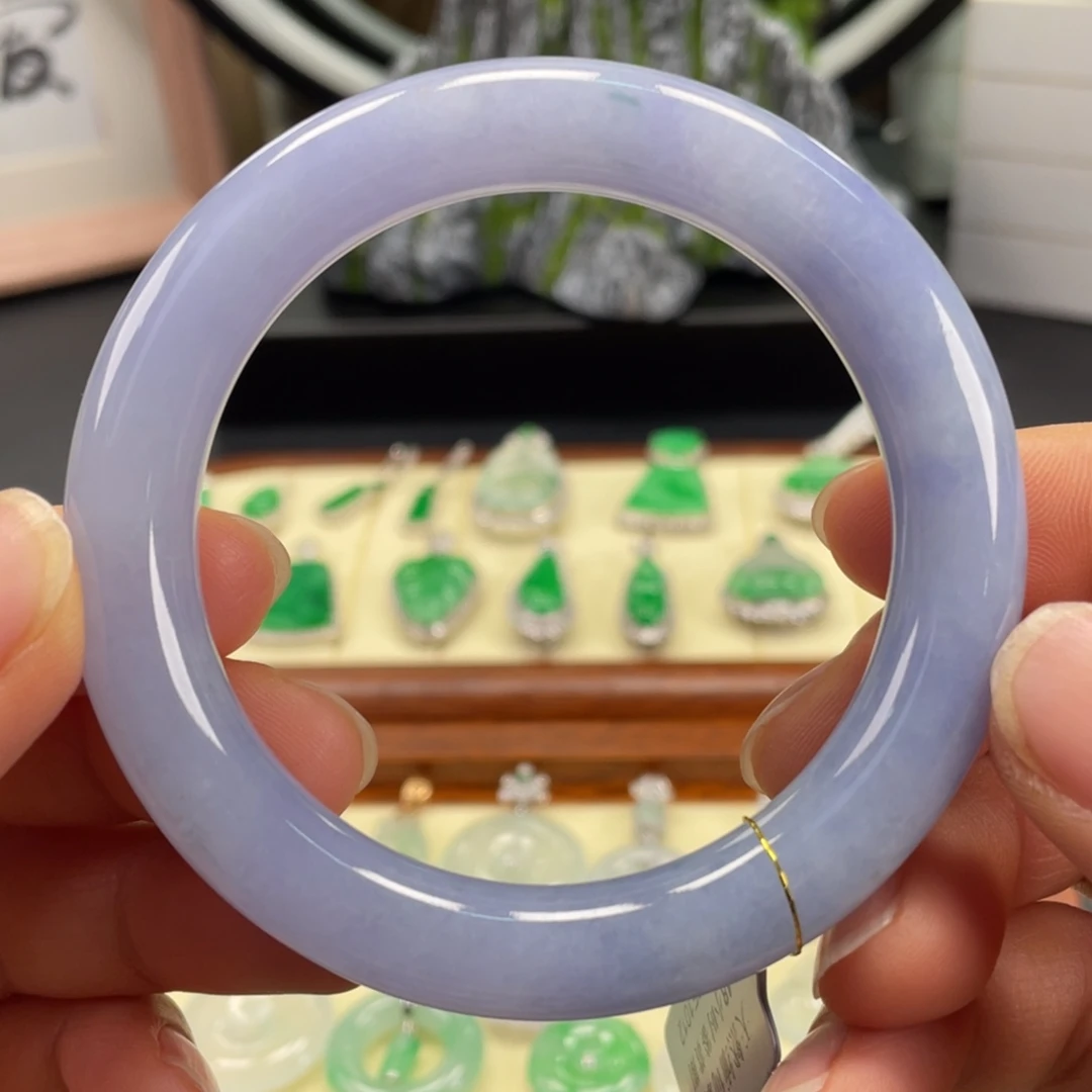 翡翠未镶嵌手镯紫罗兰圆条