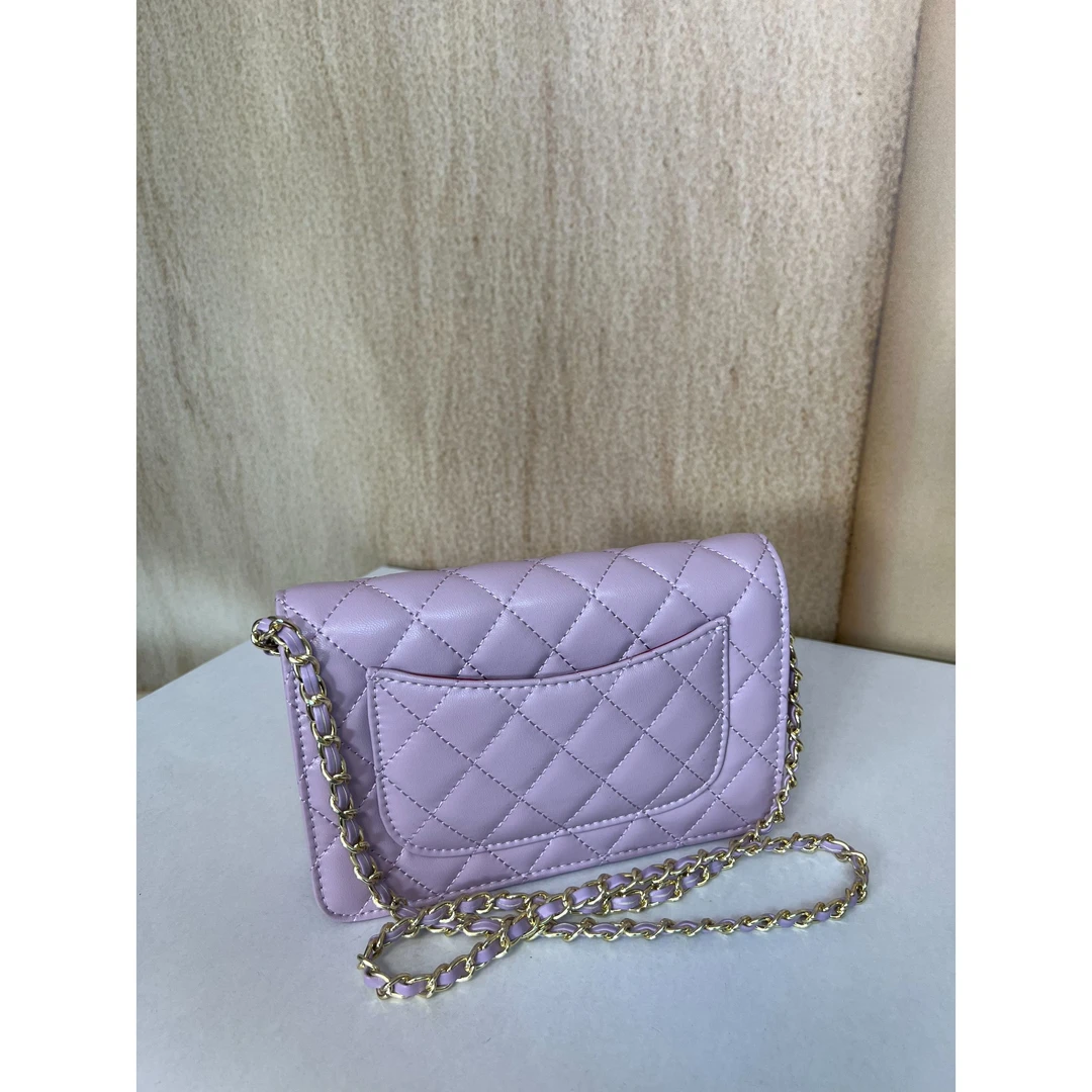 TOLEX2025新款手工时尚百搭卧女包菱格链条紫色