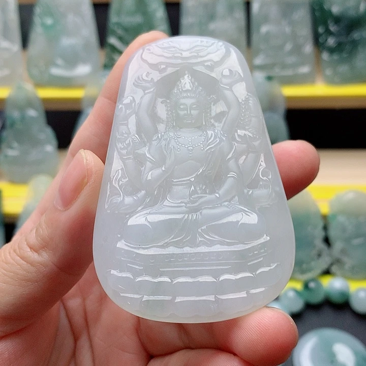 宁***车翡翠未镶嵌吊坠(不含链)千手观音