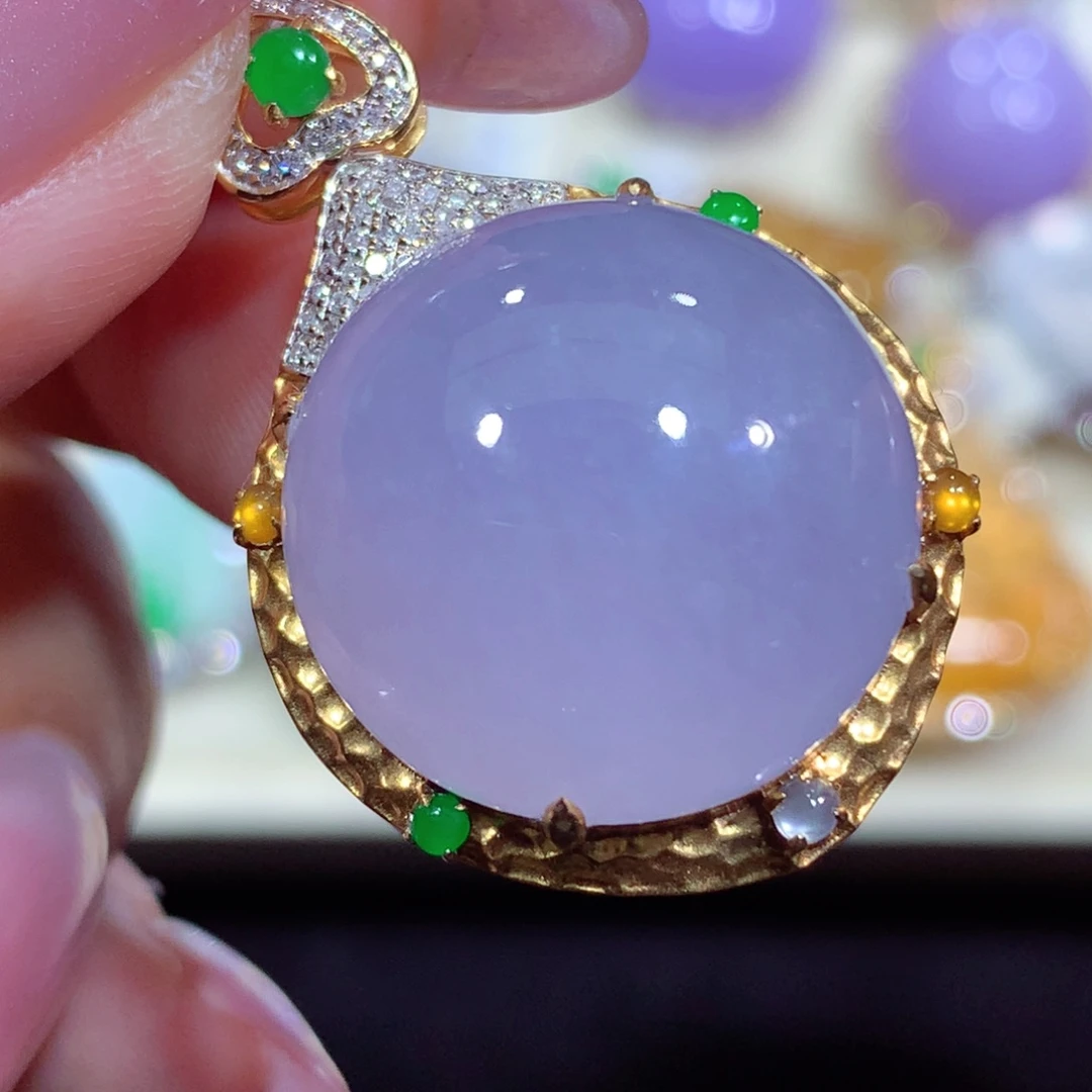 翡翠18K金镶嵌吊坠(不含链)