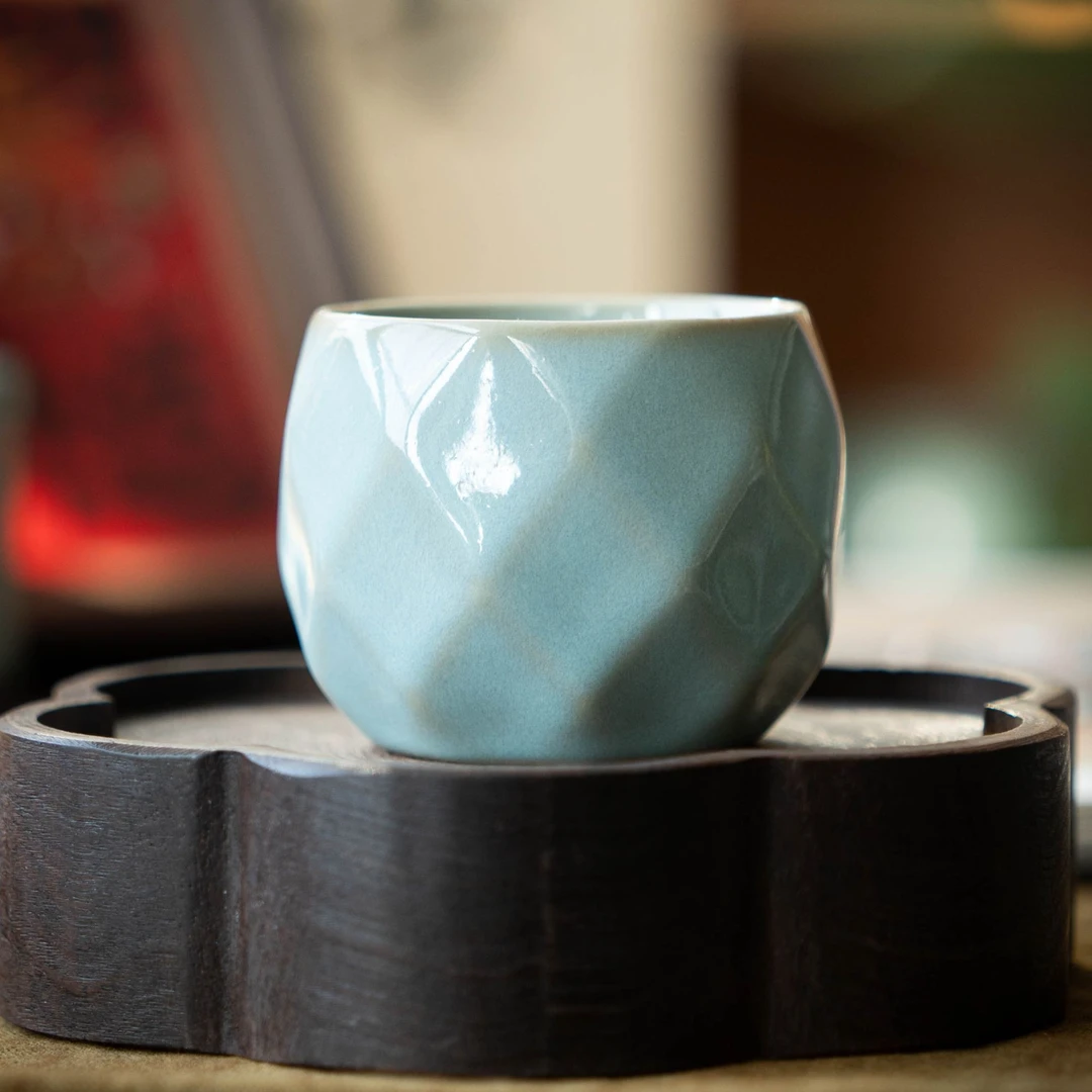 简匠 赵琳汝窑天青釉支钉满釉钻石杯汝瓷主人杯