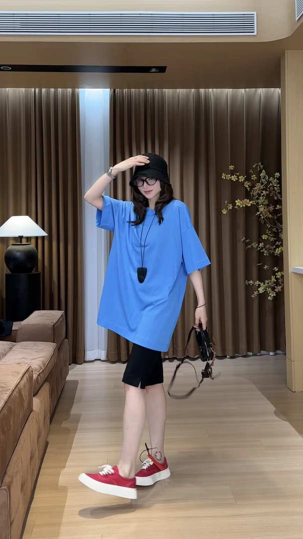 YYOUHAN 2025夏款多巴胺色系后背明线开叉显瘦百搭T恤 2504C1743