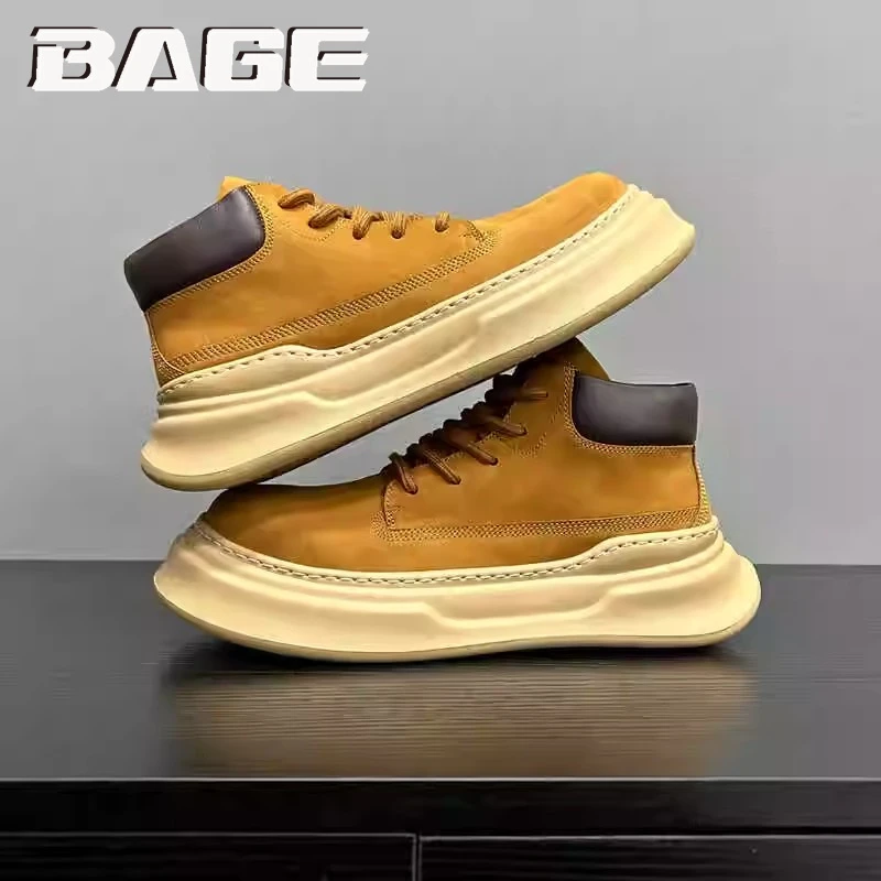 八哥马丁靴男冬季防滑男士高帮板鞋美式复古英伦风百搭工装大黄靴