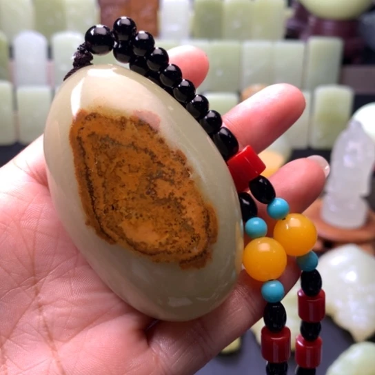 石材方解石手把件