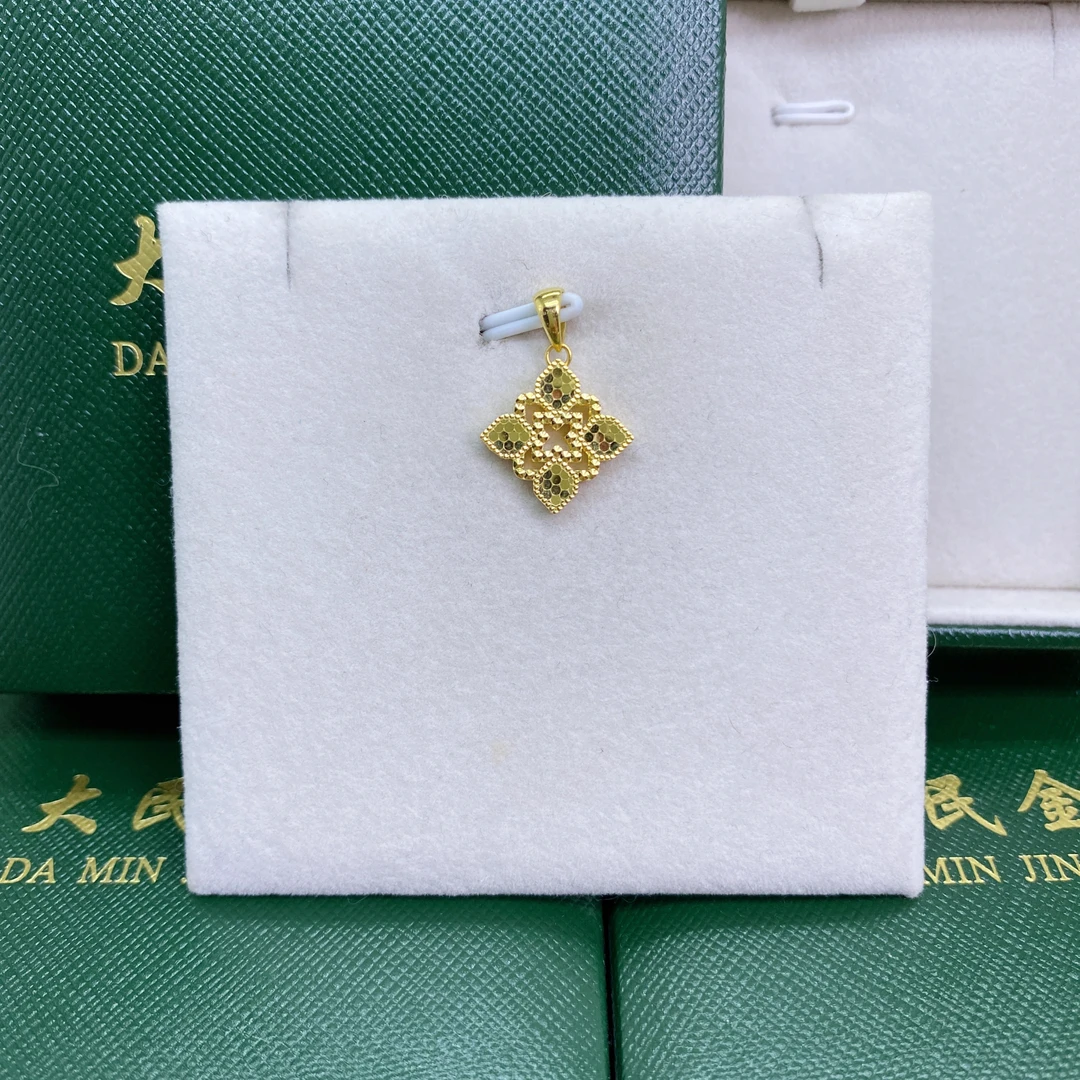 大民金用#7490黄玫18K金Au750国潮风精品吊坠