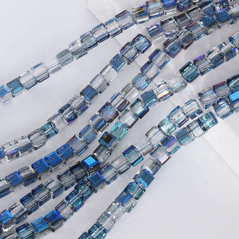 钛钢仿水晶项链 方糖正方块珠水晶珠手工DIY品质