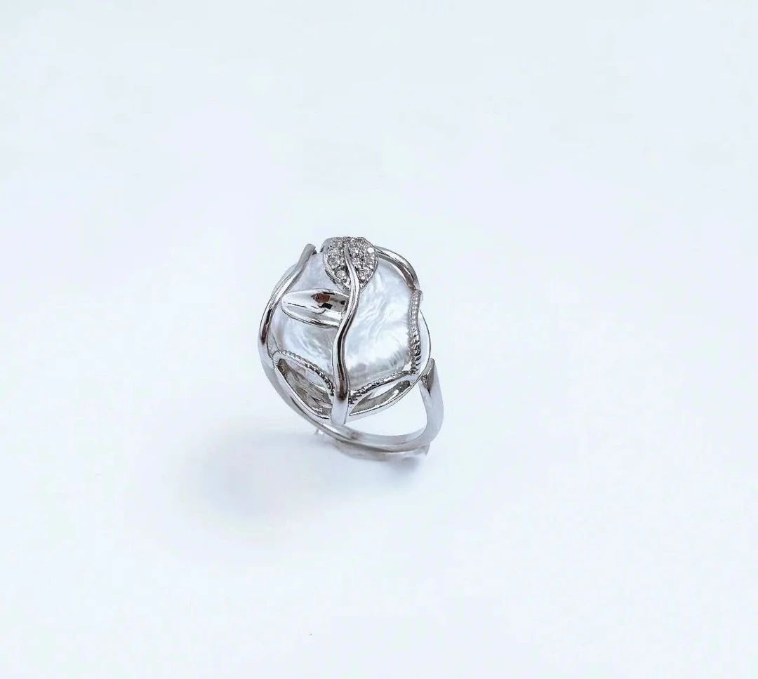 时尚巴洛克珍珠戒指银色