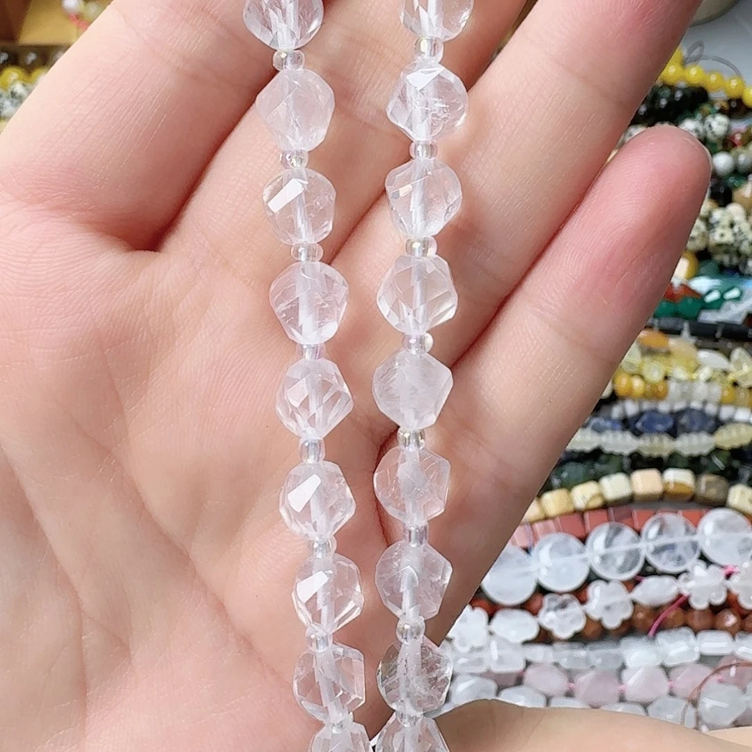 未镶嵌玛瑙/玉髓珠宝半成品白水晶扭珠一条