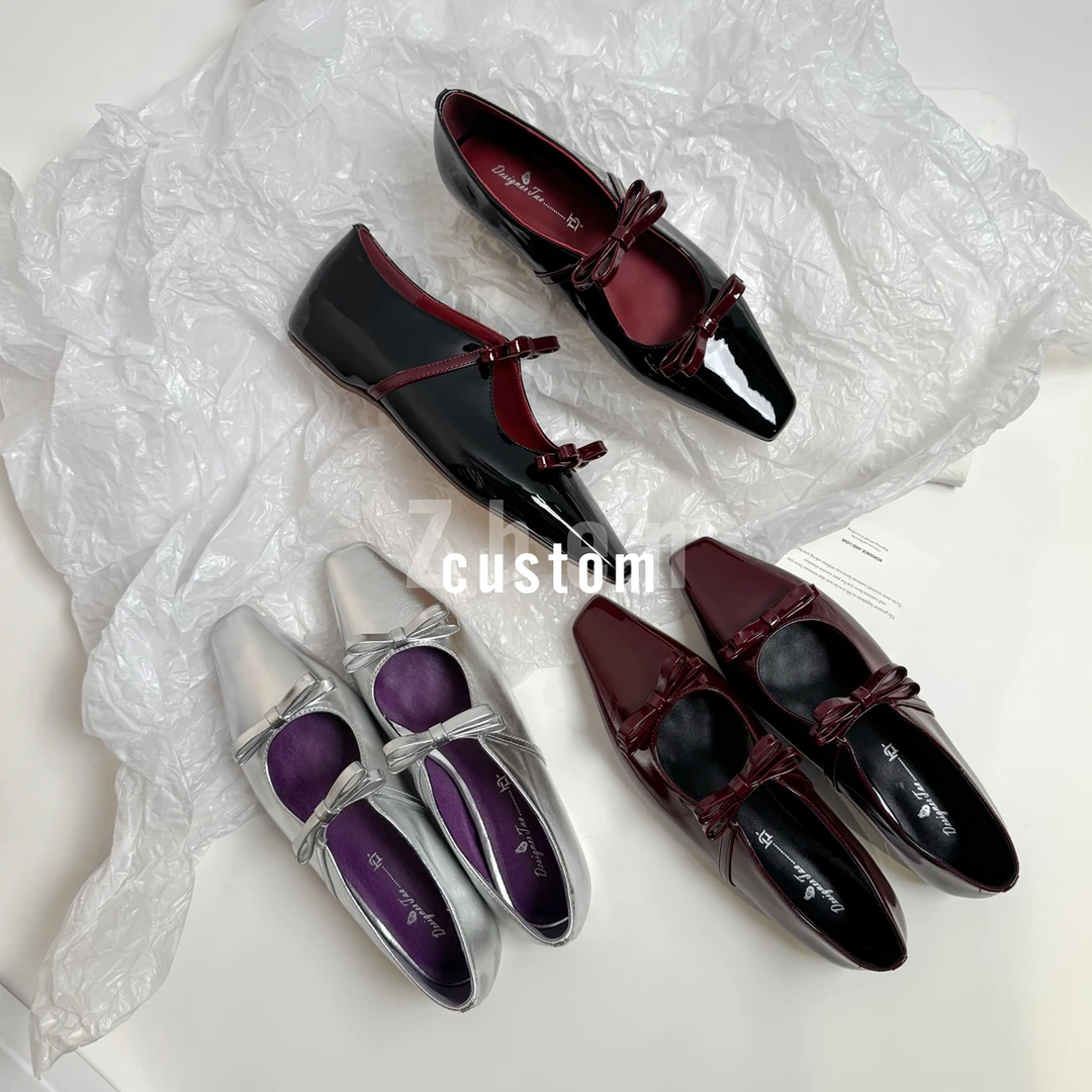 Lucky -梦蝶- 2cm/平底内增高2CM浅口双蝴蝶设计单鞋